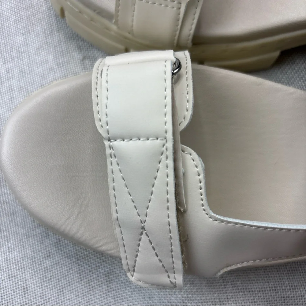 AQUA COLLEGE Womens Ivory Hux Round Toe Platform Slingback Sandal 10 M